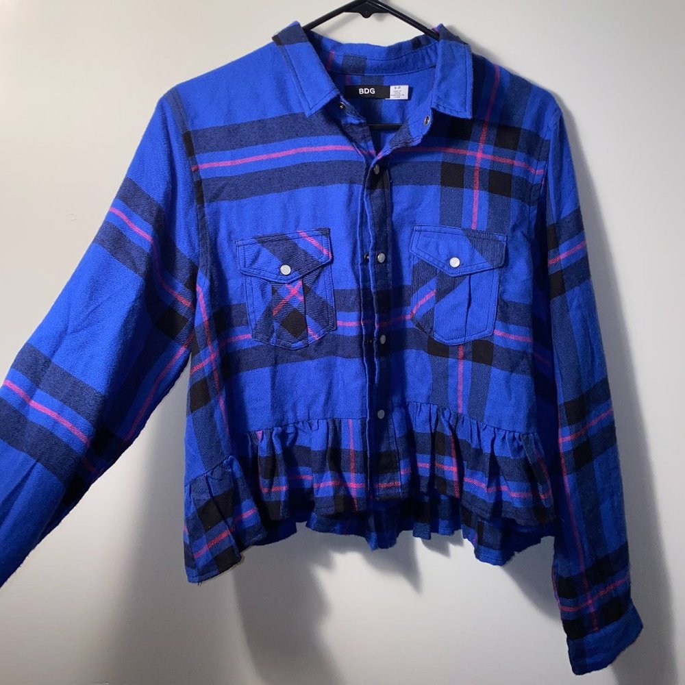 Plaid Peplum Button Up